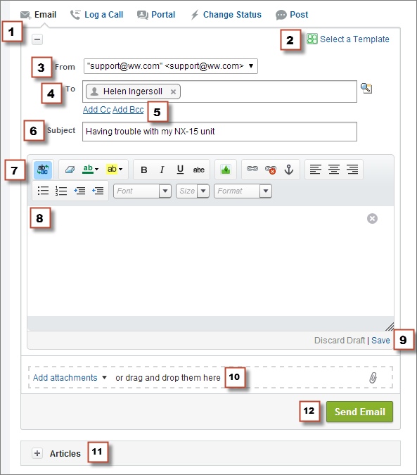 Case Feed email action