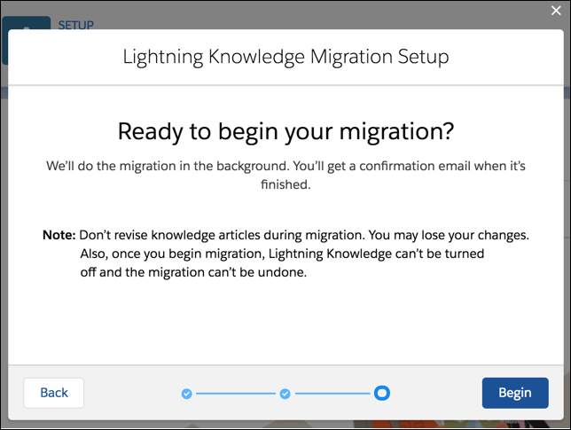 Bildet viser startskjermen i Lighting Knowledge og spør "Er du klar til å starte overføringen?"