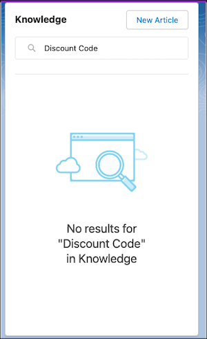 Nenhum resultado no componente do Knowledge