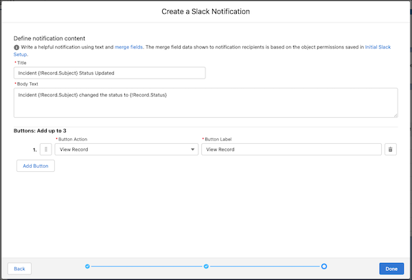 建立「Slack 通知」視窗