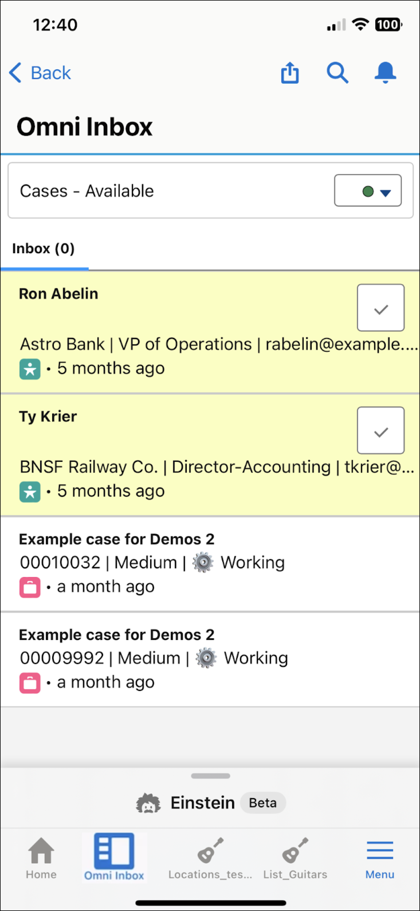 指派給工作人員的工作會顯示在 Omni Inbox 中。