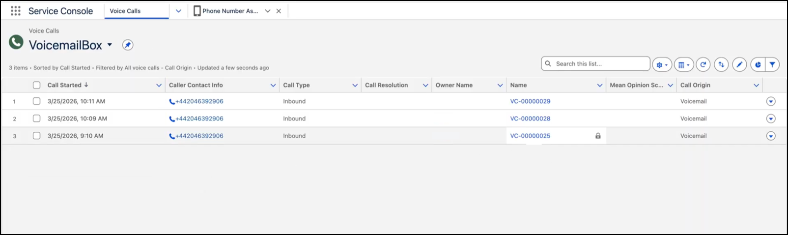 Custom List View on Voice Calls