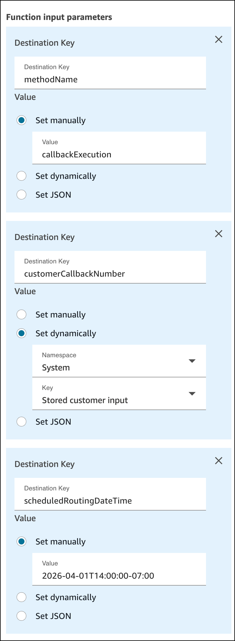 Function input parameter examples
