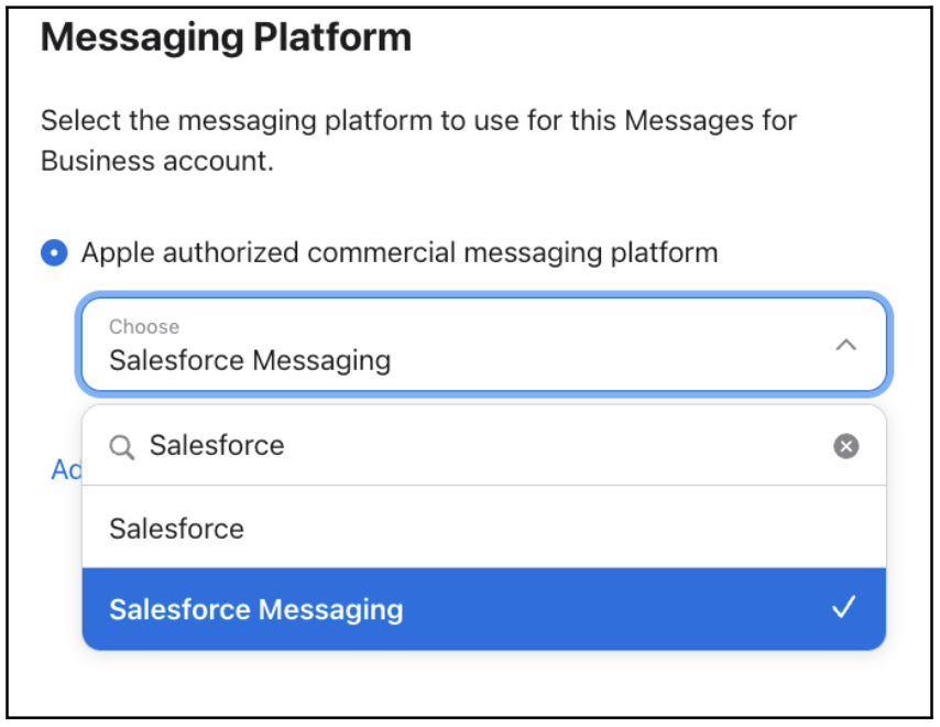 Messaging Platform field in Apple settings