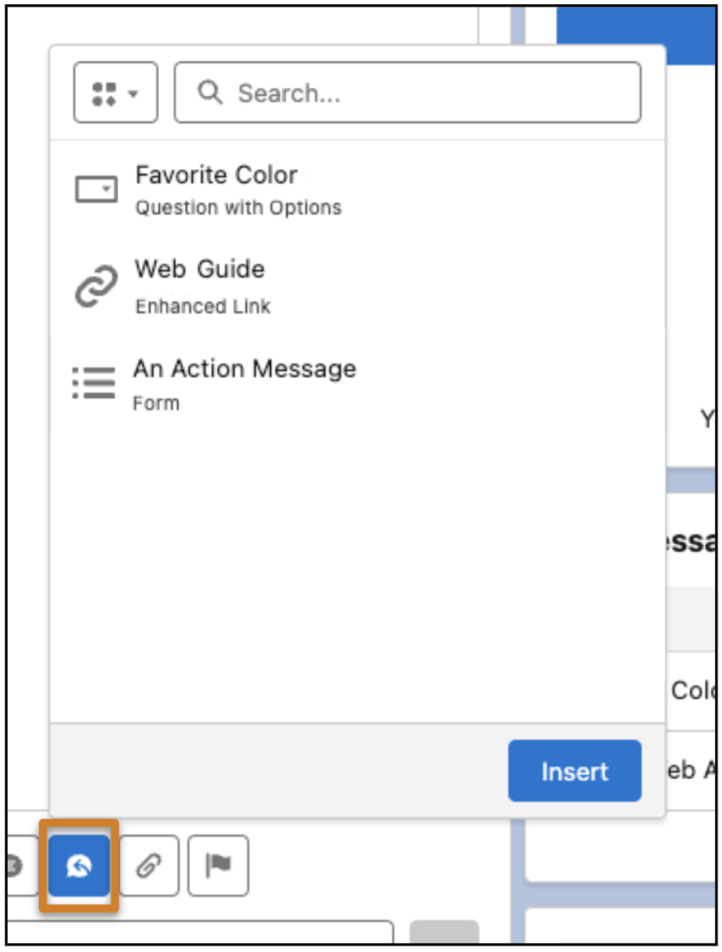 Messaging component action