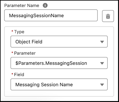 Parameter configuration section of Auto-Response Component in Component Builder with fields filled out.