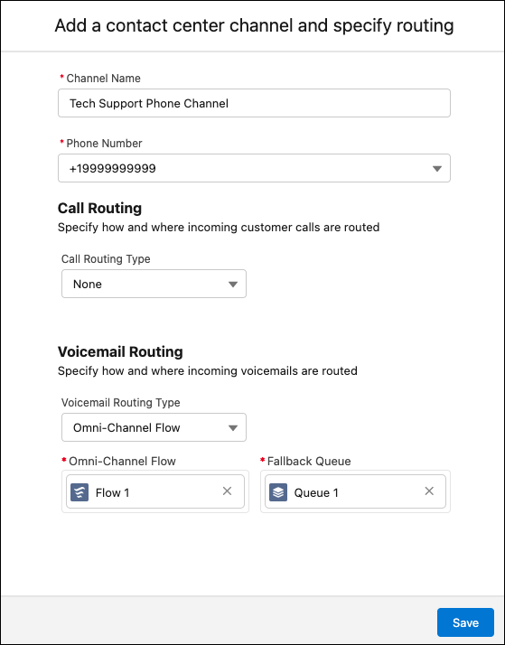 Add a contact center channel and specify routing modal