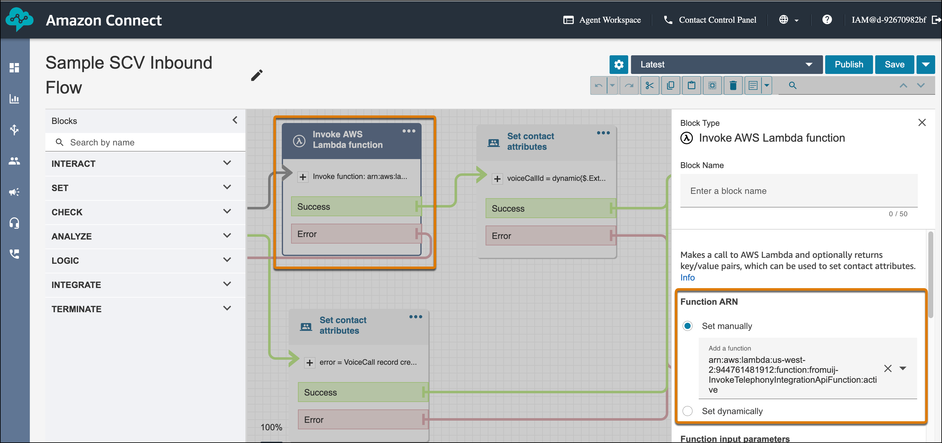 The Invoke AWS Lambda function in the flow is currently set to run the old version of the Lambda function.