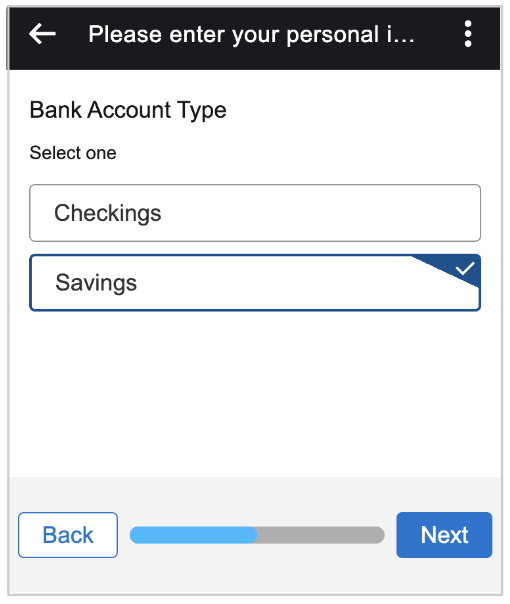 Form screen in an Enhanced Chat session