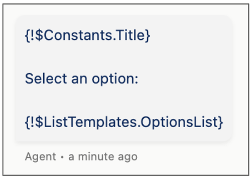 Text format of a messaging component