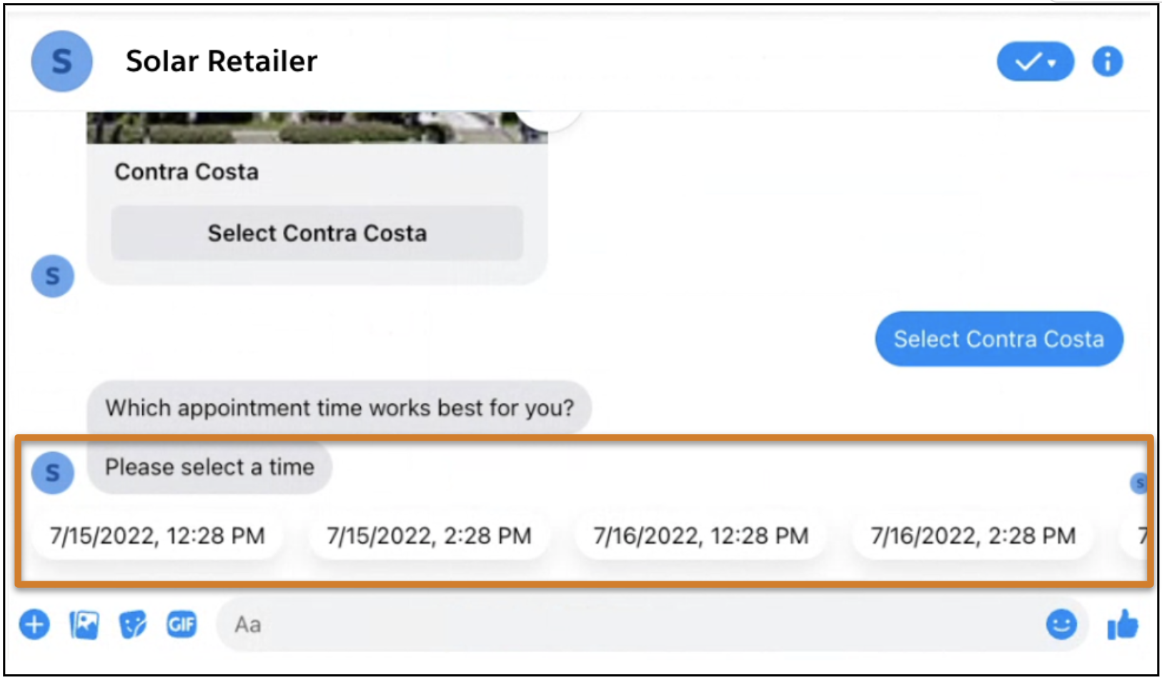 Facebook Messenger -keskustelun komponentti