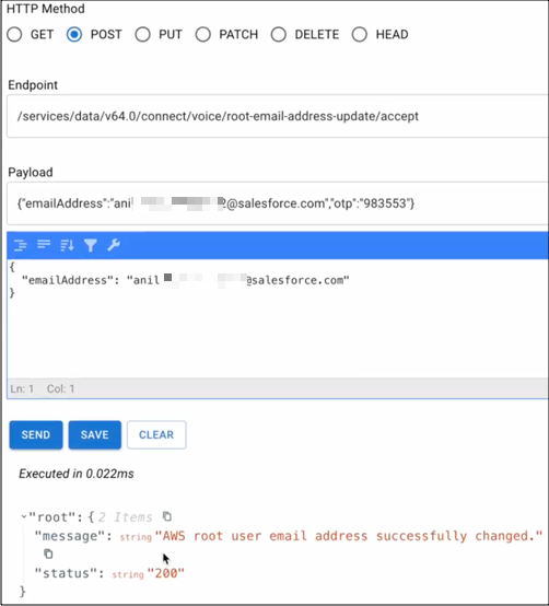 Réinitialiser l'adresse e-mail racine terminée