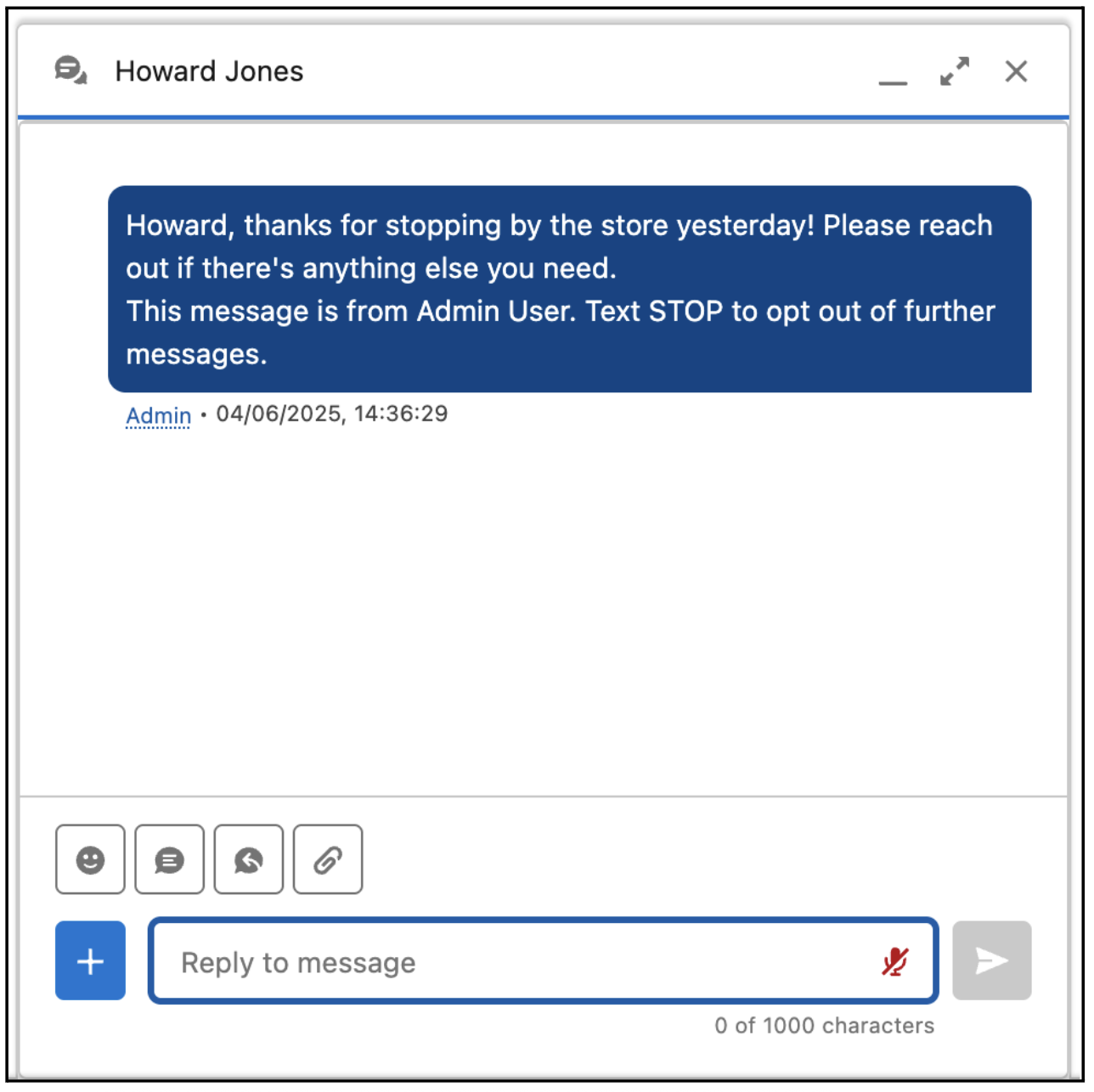 Invia un composer di messaggi con il messaggio inviato dall'agente