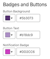 Colori di badge e pulsanti