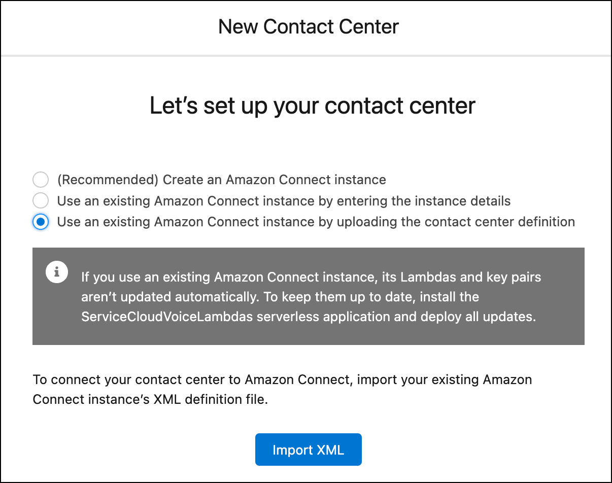Du har tre alternativer for å opprette et partnertelefoni - Amazon Connect-kontaktsenter.