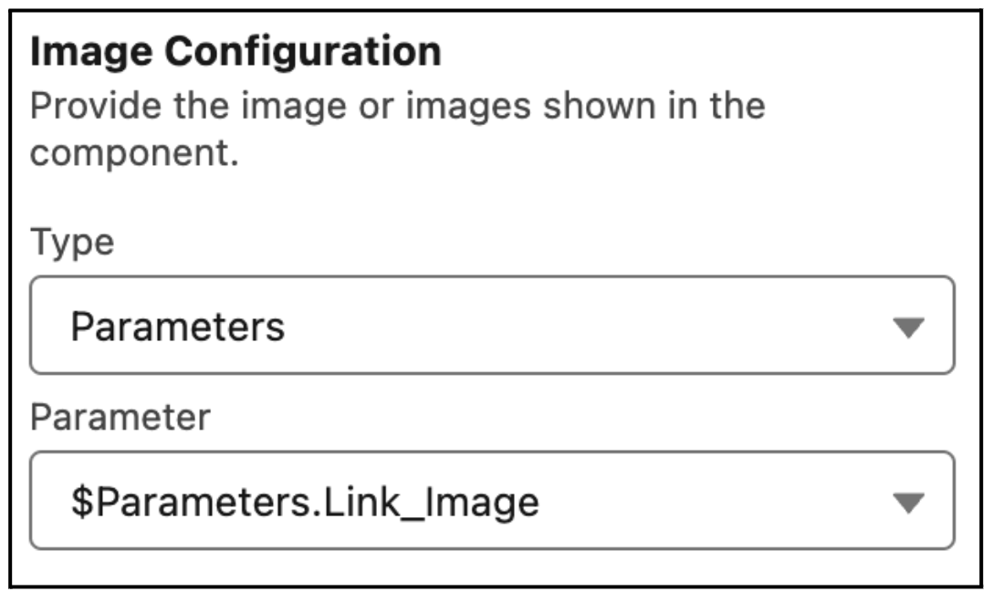 Eigenschap Afbeeldingsconfiguratie met het type Parameters en een afbeeldingsparameter geselecteerd