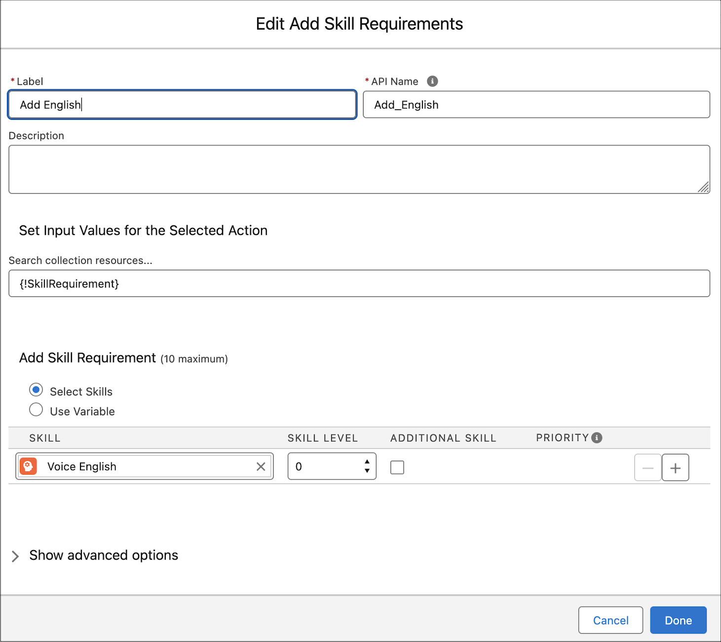 Adicionar requisitos de habilidades