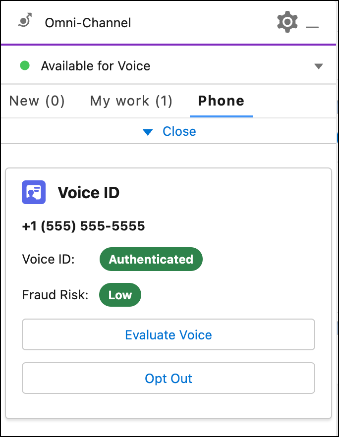 Экран кода Voice