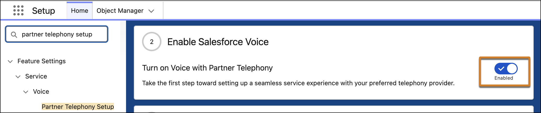 Aktivera partnertelefonialternativ