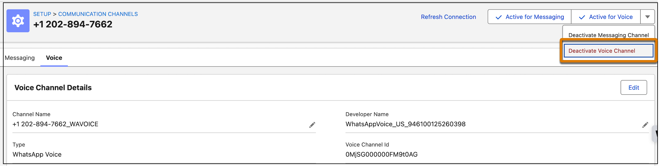停用 WhatsApp 語音管道。
