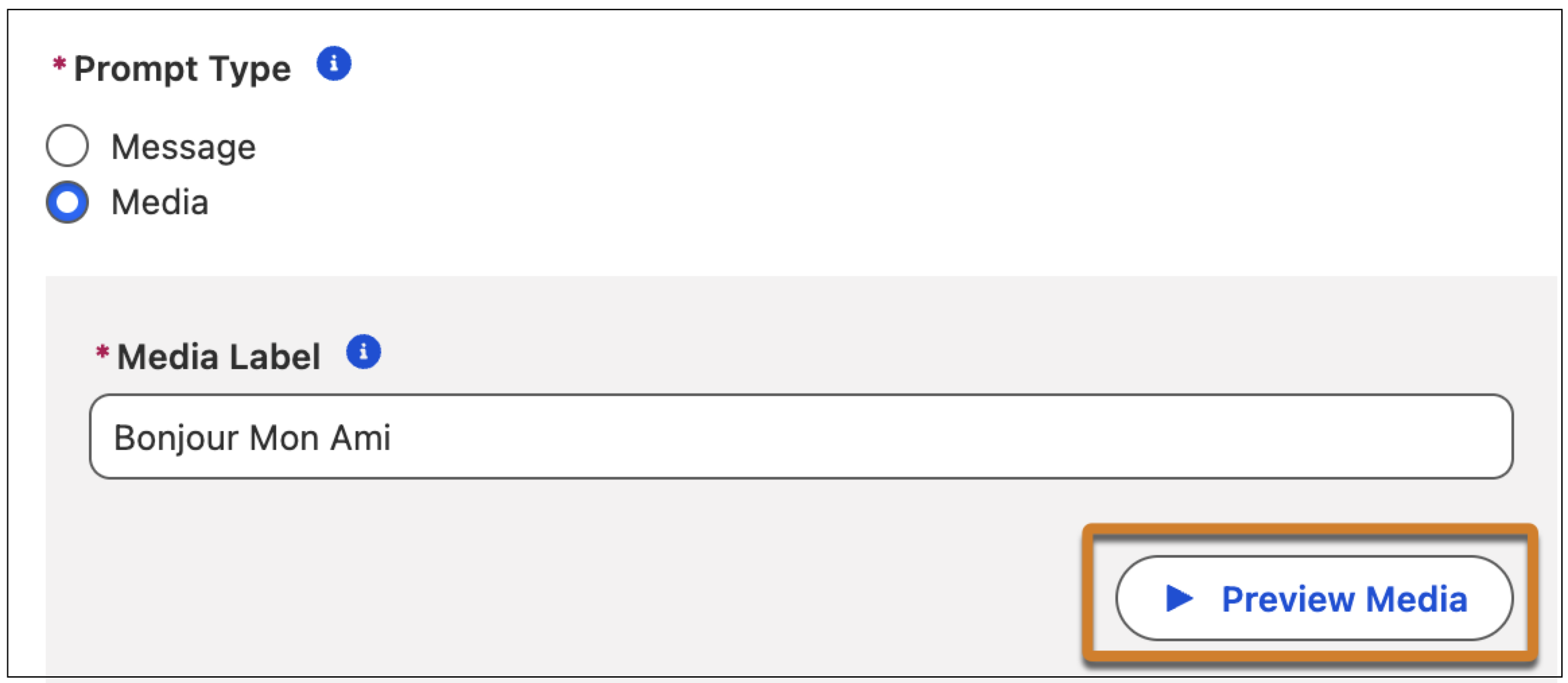 Forhåndsvis mediet.