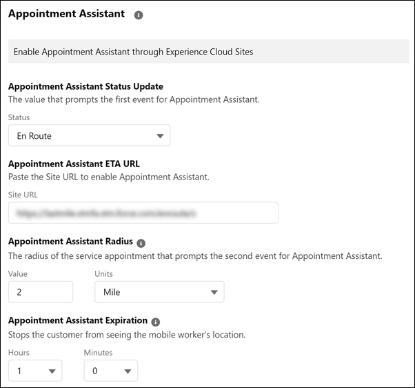 Appointment Assistant settings window
