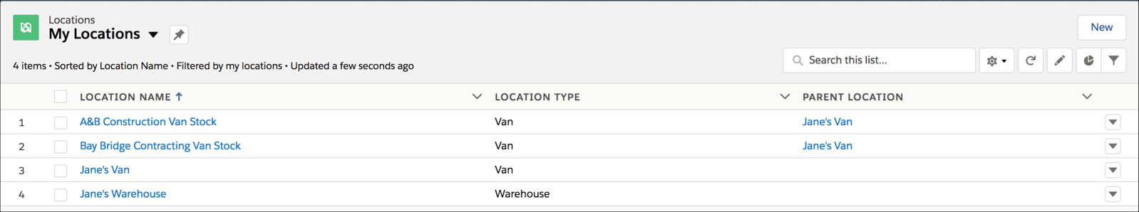 Create at least one child location.