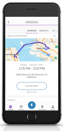 Field Service mobile app schedule overview page for iOS