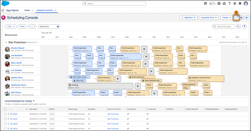 Scheduling Console header showing the Activity Tracker button with a blue dot indication