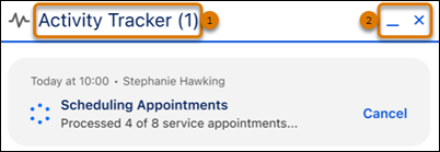 Activity Tracker header showing the number of processes and the minimize and close controls
