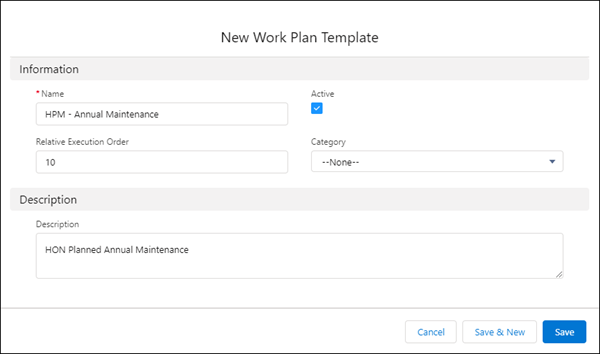 New Work Plan Template