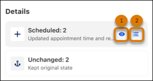 Scheduling Results side panel showing the updates to service appointments in the Details section