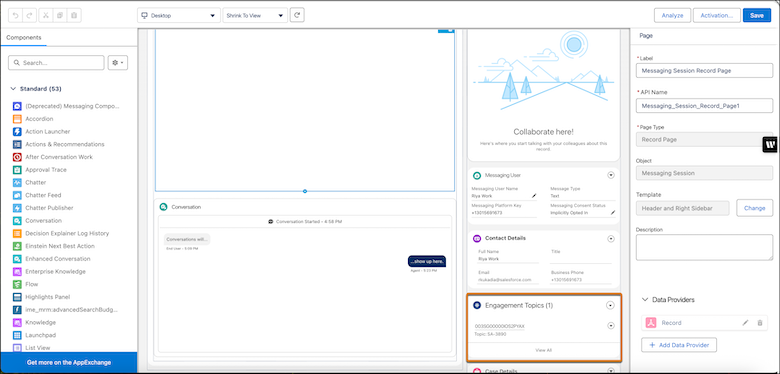 Komponenten Engasjementsemner i Lightning