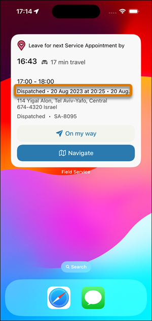 Info getoond in widget