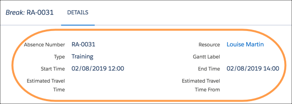 Details van resourceafwezigheid weergeven in het Gantt-diagram.