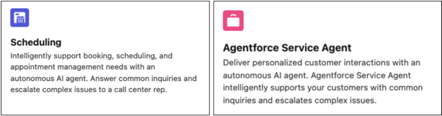 Modelos opcionais para Agendamento do Agentforce
