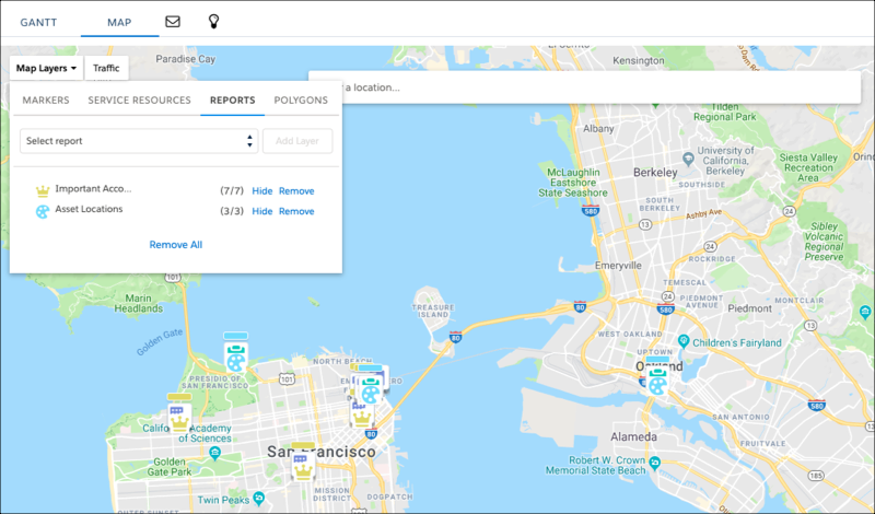 使用自定义颜色和图标，在地图上查看报表。