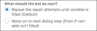 Informieren Sie den Bot darüber, wie er das Problem beheben soll.