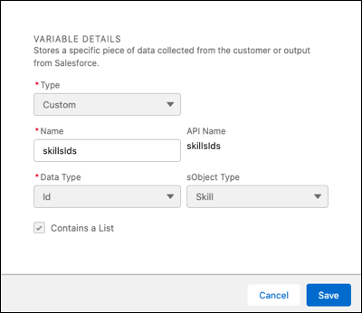 Creating a new list variable to store skill IDs.