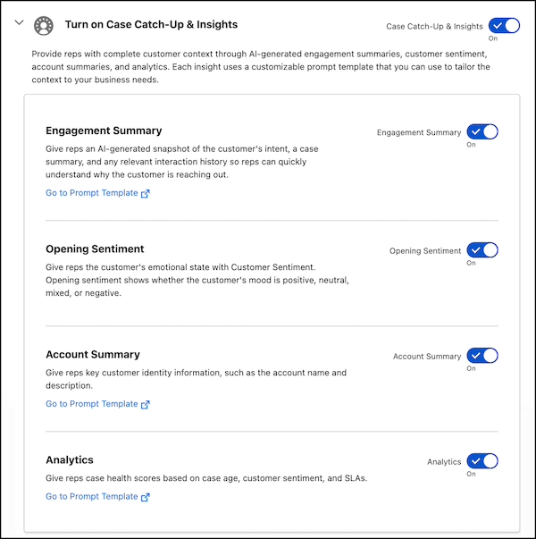 Case Catch-Up and Insights Setup page section