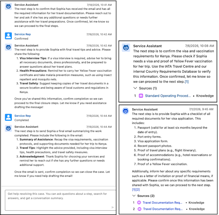 Example of using chat to work steps