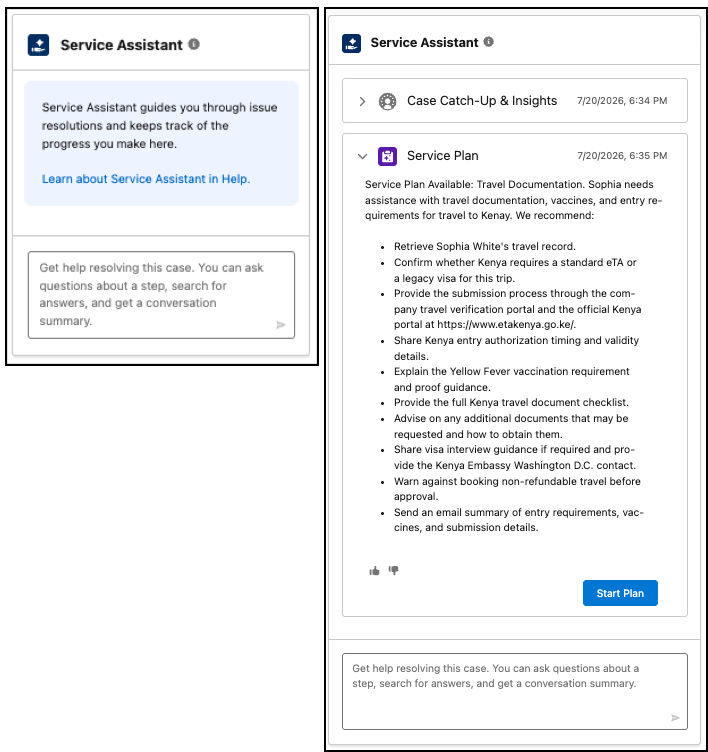 Component with no progress indicator and drafted plan summary