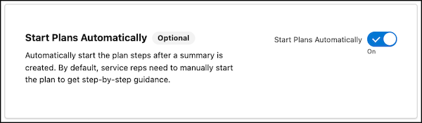 The Start Plan Automatically setting turned on.