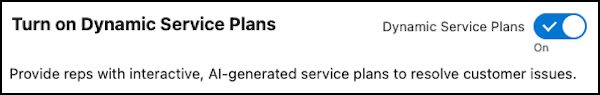 The Turn on Dynamic Service Plans setting turned on.