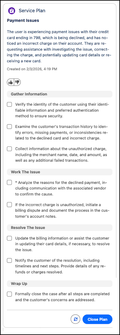 Example service plan