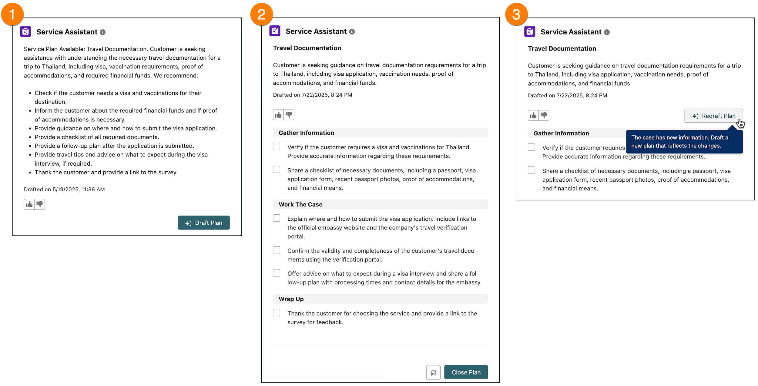 Service Assistant component states