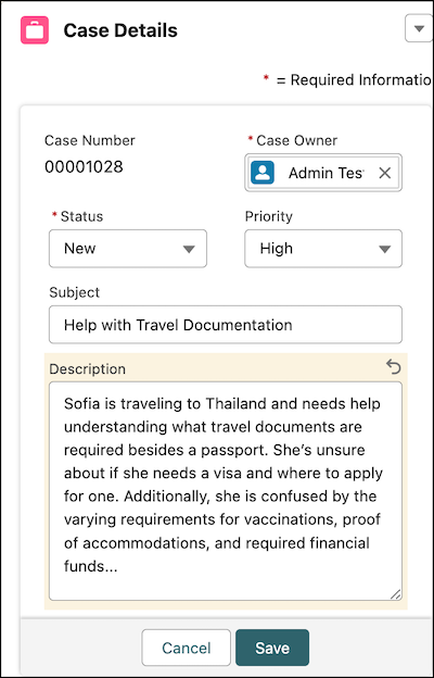 Service Assistant with Case field edits