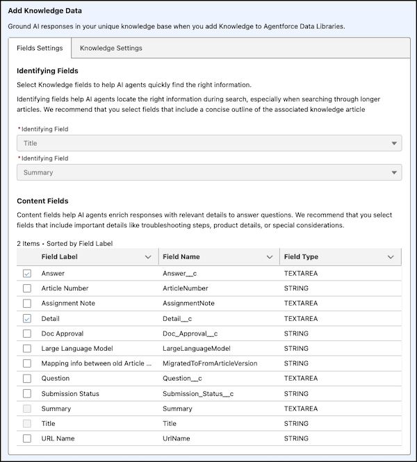 Esimerkki Service Assistantin datakirjaston määrityksistä