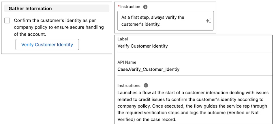 Exempel på snabbåtgärd som visas i en serviceplan med den relaterade ämnesinstruktionen