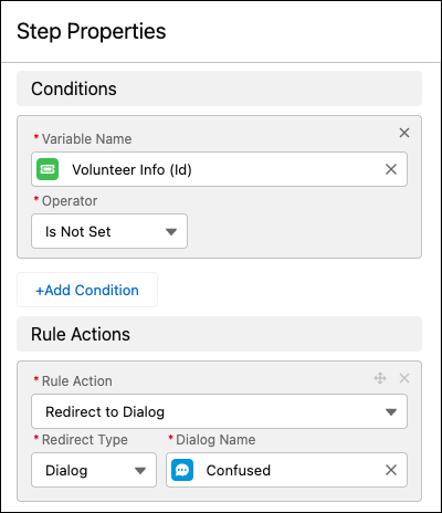A rule step that checks if variable is set